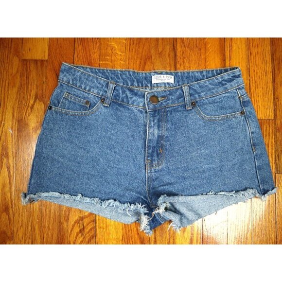 WOMEN'S DENIM JEANS SHORTS - RAINBOW SEQUINS POCKET - LIQUOR N POKER PETITE 12 - Picture 2 of 5